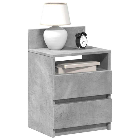 vidaXL Bedside Cabinets 2 pcs with 2 Drawers Concrete Grey 40x33x60 cm