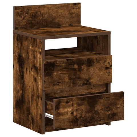 vidaXL Bedside Cabinet with 2 Drawers Smoked Oak 40x33x60 cm