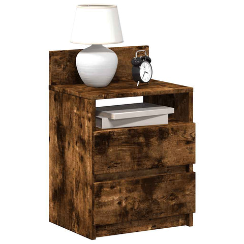 vidaXL Bedside Cabinet with 2 Drawers Smoked Oak 40x33x60 cm