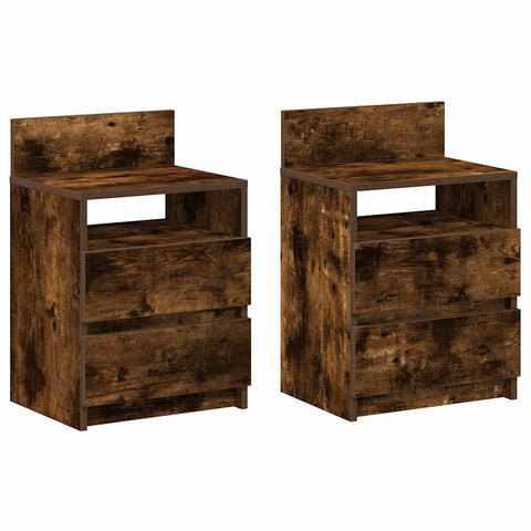 vidaXL Bedside Cabinets 2 pcs with 2 Drawers Smoked Oak 40x33x60 cm