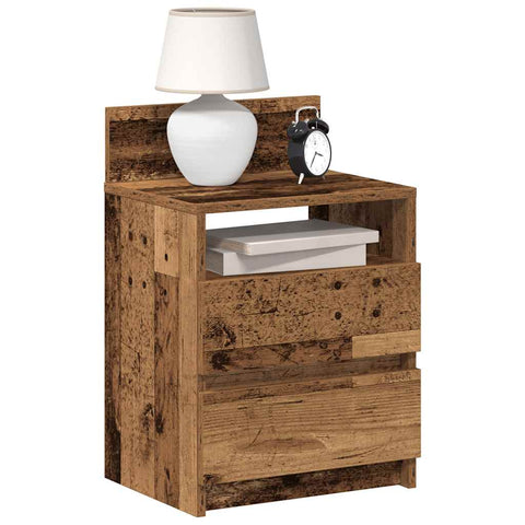 vidaXL Bedside Cabinets 2 pcs with 2 Drawers Old Wood 40x33x60 cm