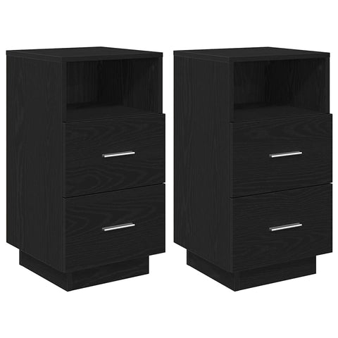 vidaXL Bedside Cabinets 2 pcs with 2 Drawers Black 36x36x68 cm