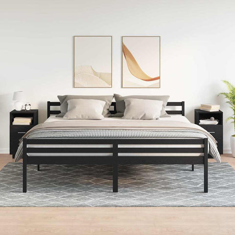vidaXL Bedside Cabinets 2 pcs with 2 Drawers Black 36x36x68 cm
