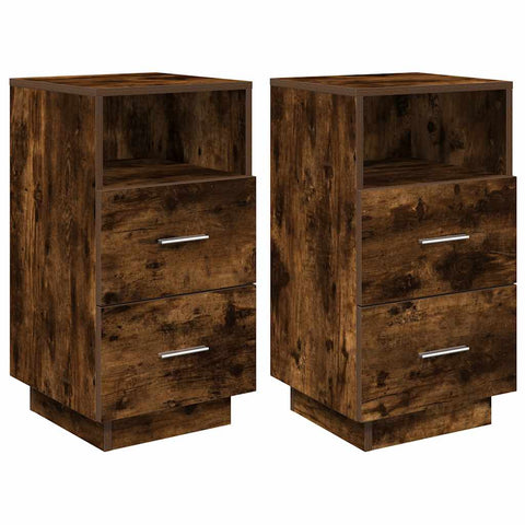 vidaXL Bedside Cabinets 2 pcs with 2 Drawers Smoked Oak 36x36x68 cm