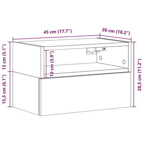 vidaXL Wall-mounted Bedside Cabinets 2 pcs Black 45x26x28.5 cm