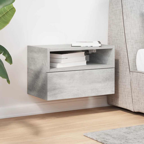 vidaXL Wall-mounted Bedside Cabinet Concrete Grey 45x26x28.5 cm