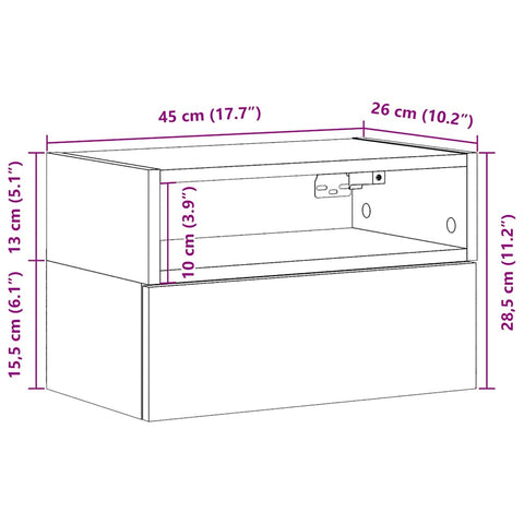 vidaXL Wall-mounted Bedside Cabinet Smoked Oak 45x26x28.5 cm