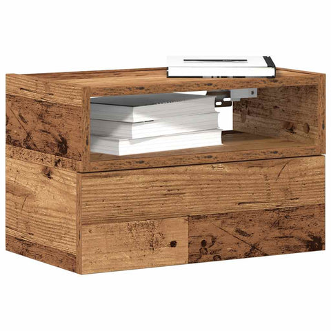 vidaXL Wall-mounted Bedside Cabinet Old Wood 45x26x28.5 cm