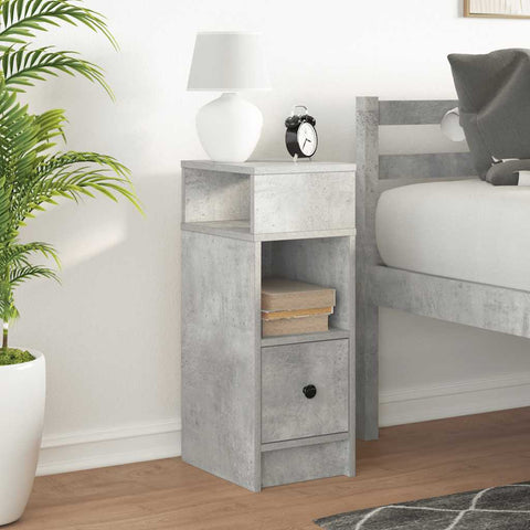 vidaXL Bedside Cabinet with Drawer Concrete Grey 25x31x66 cm