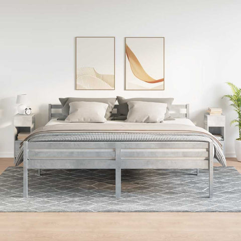 vidaXL Bedside Cabinets 2 pcs with Drawer Concrete Grey 25x31x66 cm