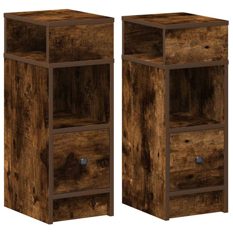 vidaXL Bedside Cabinets 2 pcs with Drawer Smoked Oak 25x31x66 cm