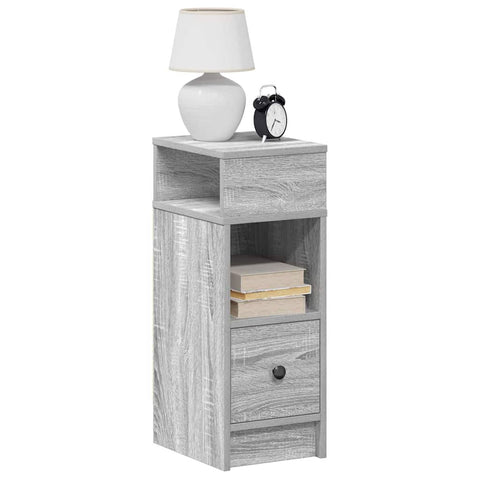vidaXL Bedside Cabinet with Drawer Grey Sonoma 25x31x66 cm