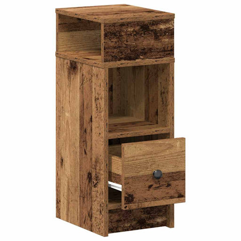 vidaXL Bedside Cabinet with Drawer Old Wood 25x31x66 cm