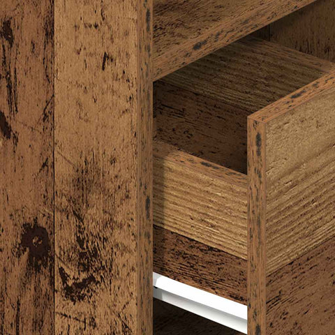 vidaXL Bedside Cabinet with Drawer Old Wood 25x31x66 cm