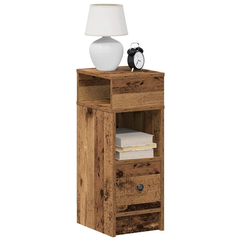 vidaXL Bedside Cabinet with Drawer Old Wood 25x31x66 cm