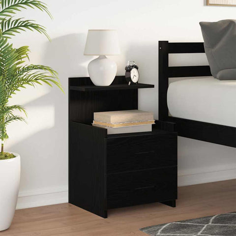 vidaXL Bedside Cabinet with 2 Drawers Black 40x36.5x62 cm