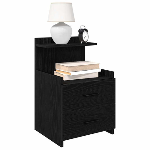 vidaXL Bedside Cabinet with 2 Drawers Black 40x36.5x62 cm