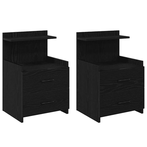 vidaXL Bedside Cabinets 2 pcs with 2 Drawers Black 40x36.5x62 cm