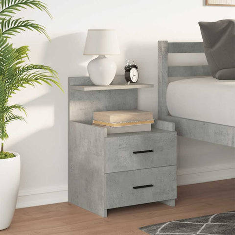 vidaXL Bedside Cabinet with 2 Drawers Concrete Grey 40x36.5x62 cm