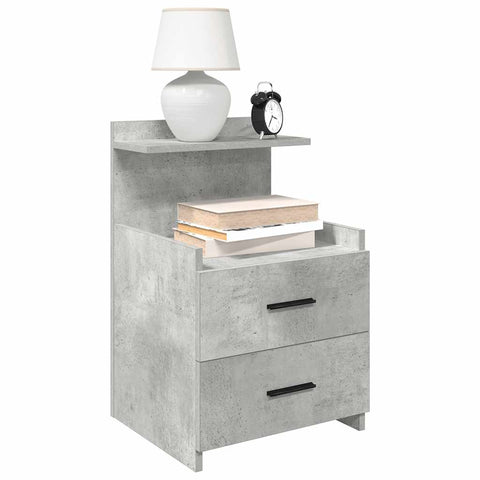 vidaXL Bedside Cabinet with 2 Drawers Concrete Grey 40x36.5x62 cm
