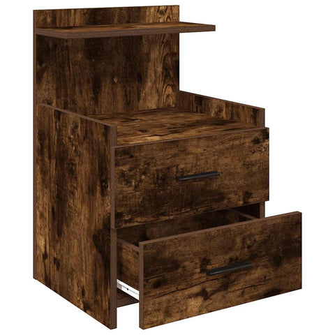 vidaXL Bedside Cabinet with 2 Drawers Smoked Oak 40x36.5x62 cm
