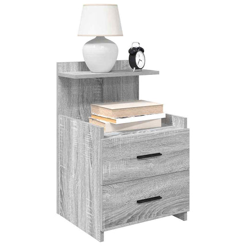 vidaXL Bedside Cabinet with 2 Drawers Grey Sonoma 40x36.5x62 cm