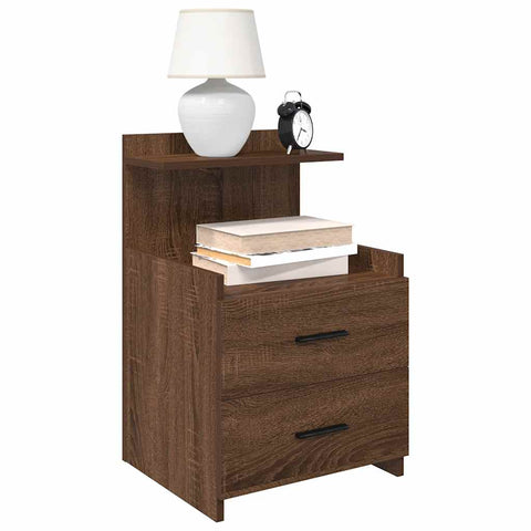 vidaXL Bedside Cabinet with 2 Drawers Brown Oak 40x36.5x62 cm