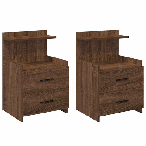 vidaXL Bedside Cabinets 2 pcs with 2 Drawers Brown Oak 40x36.5x62 cm