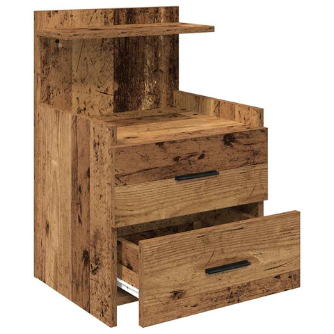 vidaXL Bedside Cabinet with 2 Drawers Old Wood 40x36.5x62 cm