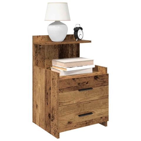 vidaXL Bedside Cabinet with 2 Drawers Old Wood 40x36.5x62 cm