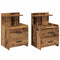 vidaXL Bedside Cabinets 2 pcs with 2 Drawers Old Wood 40x36.5x62 cm