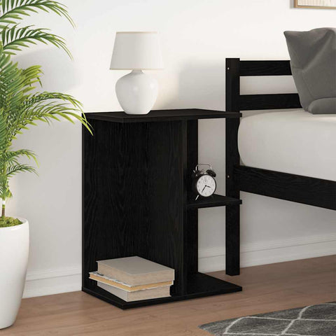 vidaXL Bedside Table Black Oak 46.5x29x61 cm Engineered Wood