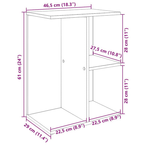 vidaXL Bedside Table Concrete Grey 46.5x29x61 cm Engineered Wood
