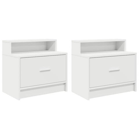 vidaXL Bedside Cabinets with Drawer 2 pcs White 51x31x47 cm