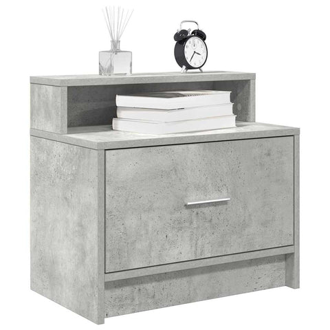 vidaXL Bedside Cabinet with Drawer Concrete Grey 51x31x47 cm