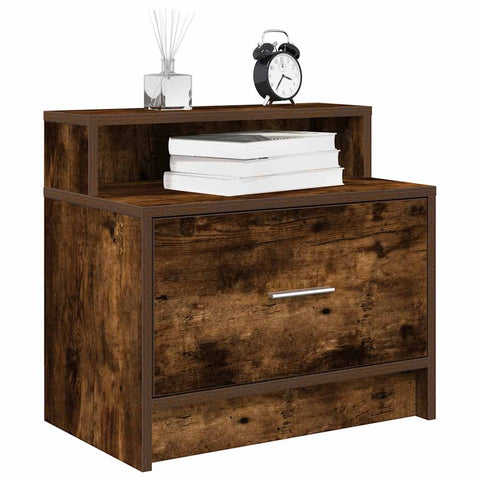 vidaXL Bedside Cabinet with Drawer Smoked Oak 51x31x47 cm