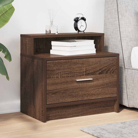 vidaXL Bedside Cabinet with Drawer Brown Oak 51x31x47 cm