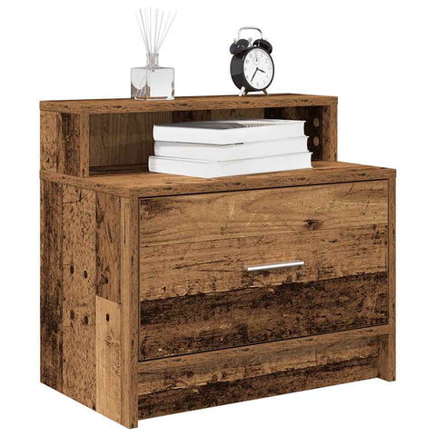 vidaXL Bedside Cabinet with Drawer Old Wood 51x31x47 cm