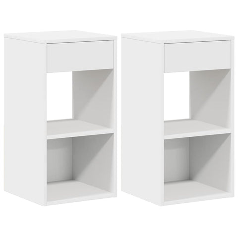 vidaXL Bedside Cabinets with Drawer 2 pcs White 35x34x66.5 cm
