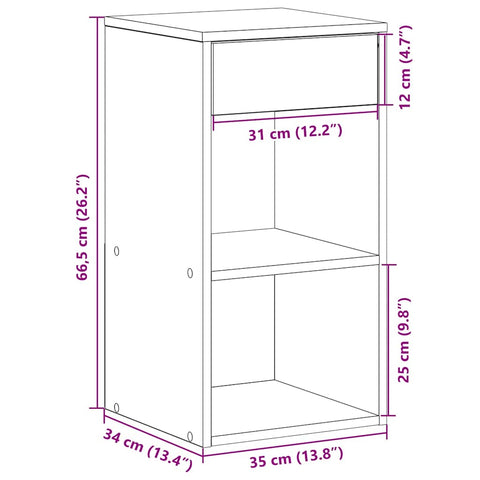 vidaXL Bedside Cabinet with Drawer Grey Sonoma 35x34x66.5 cm