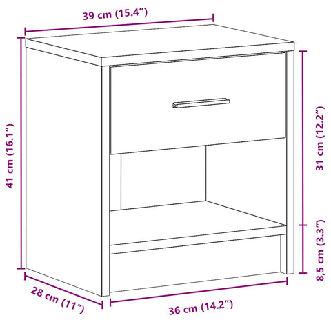 vidaXL Bedside Cabinet with Drawer White 39x28x41 cm
