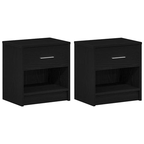vidaXL Bedside Cabinets 2 pcs with Drawer Black 39x28x41 cm