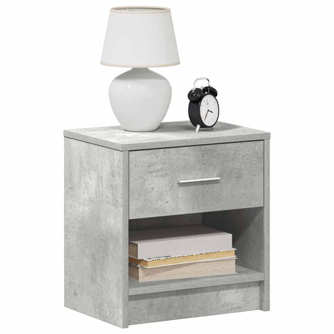 vidaXL Bedside Cabinets 2 pcs with Drawer Concrete Grey 39x28x41 cm