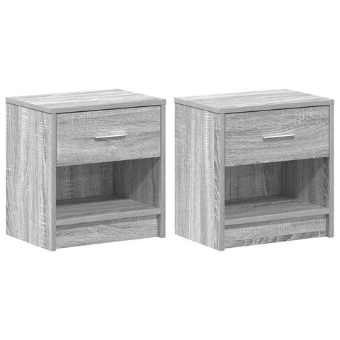 vidaXL Bedside Cabinets 2 pcs with Drawer Grey Sonoma 39x28x41 cm