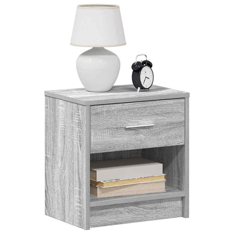 vidaXL Bedside Cabinets 2 pcs with Drawer Grey Sonoma 39x28x41 cm