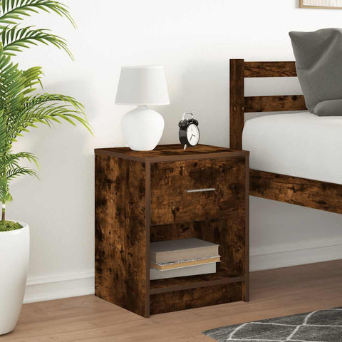 vidaXL Bedside Cabinet with Drawer Smoked Oak 40x34x50 cm