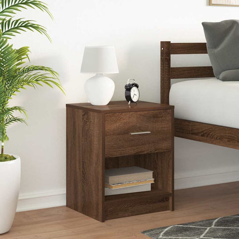 vidaXL Bedside Cabinet with Drawer Brown Oak 40x34x50 cm