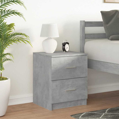 vidaXL Bedside Cabinet with 2 Drawers Concrete Grey 40x36x50 cm