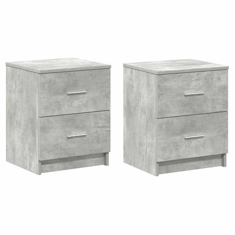 vidaXL Bedside Cabinets 2 pcs with 2 Drawers Concrete Grey 40x36x50 cm