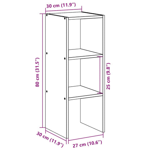 vidaXL Bookcase Stackable White 30x30x80 cm Engineered Wood